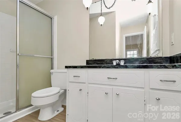 a bathroom with a toilet a sink and a mirror