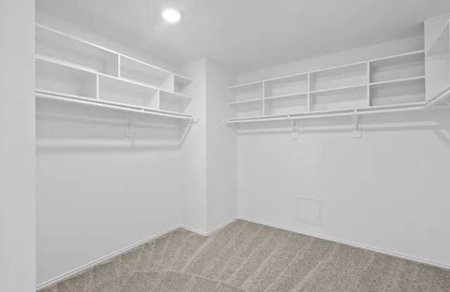 a view of an empty walk in closet