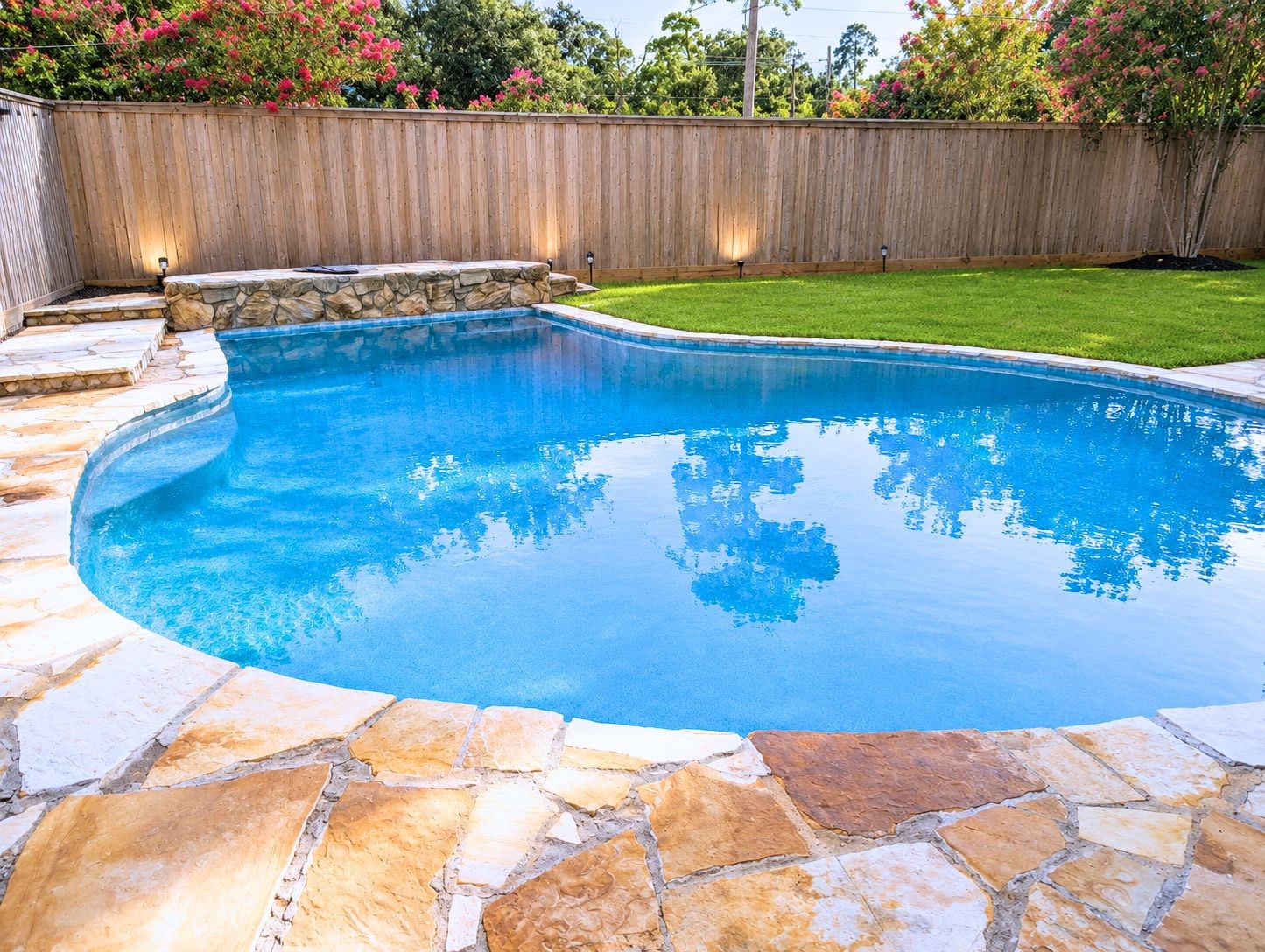 13047 Taylorcrest Road Houston, TX 77079 - Photo 23 of 23 A closer look at the sparkling pool & elevated spa highlights the wonderful setting for cooling off on warm days or enjoying a relaxing evening in your private backyard retreat.