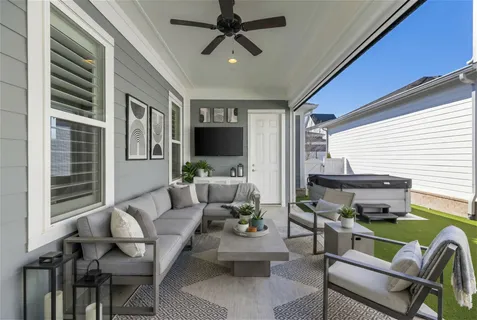 a outdoor living space with furniture