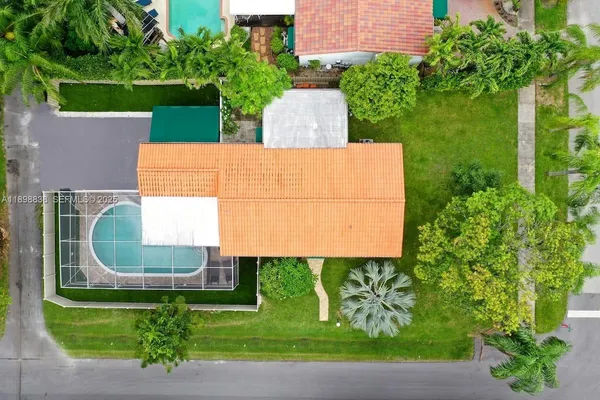 an aerial view of a house