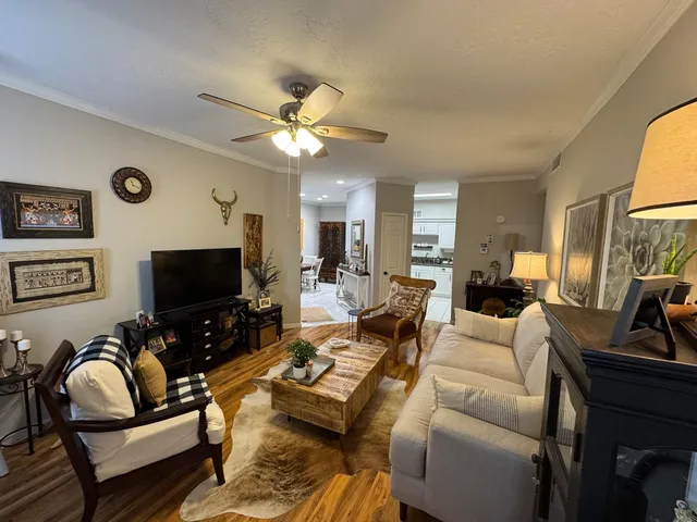 a living room with furniture and a flat screen tv