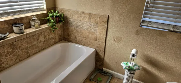 a bathroom with a window