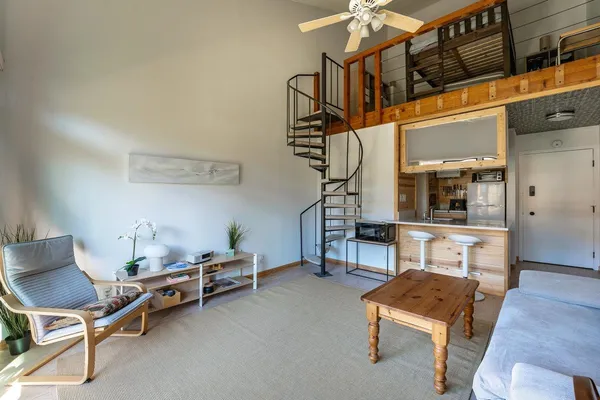 a living room with furniture