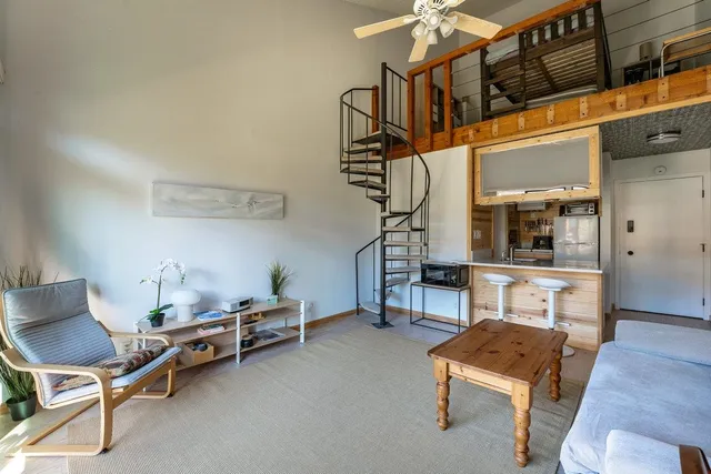 a living room with furniture