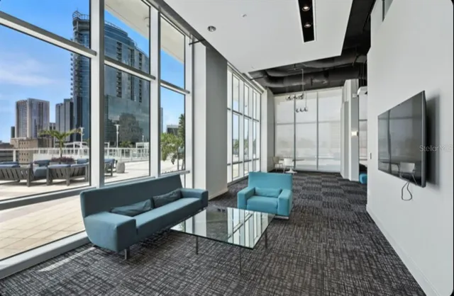 a view of a balcony with city view