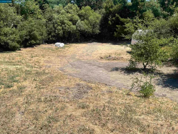 a view of a dry yard covered with snow