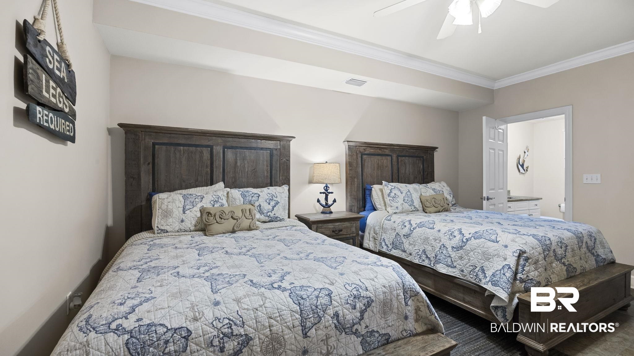 27580 Canal Road, Unit 1526 Orange Beach, AL 36561 - Photo 22 of 49 Bedroom featuring ornamental molding and ceiling fan