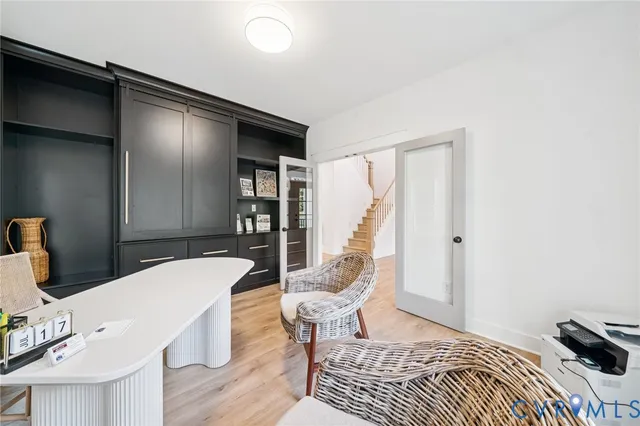 a living room with furniture