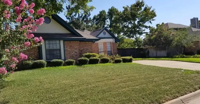 a view of a house with a yard and tree s