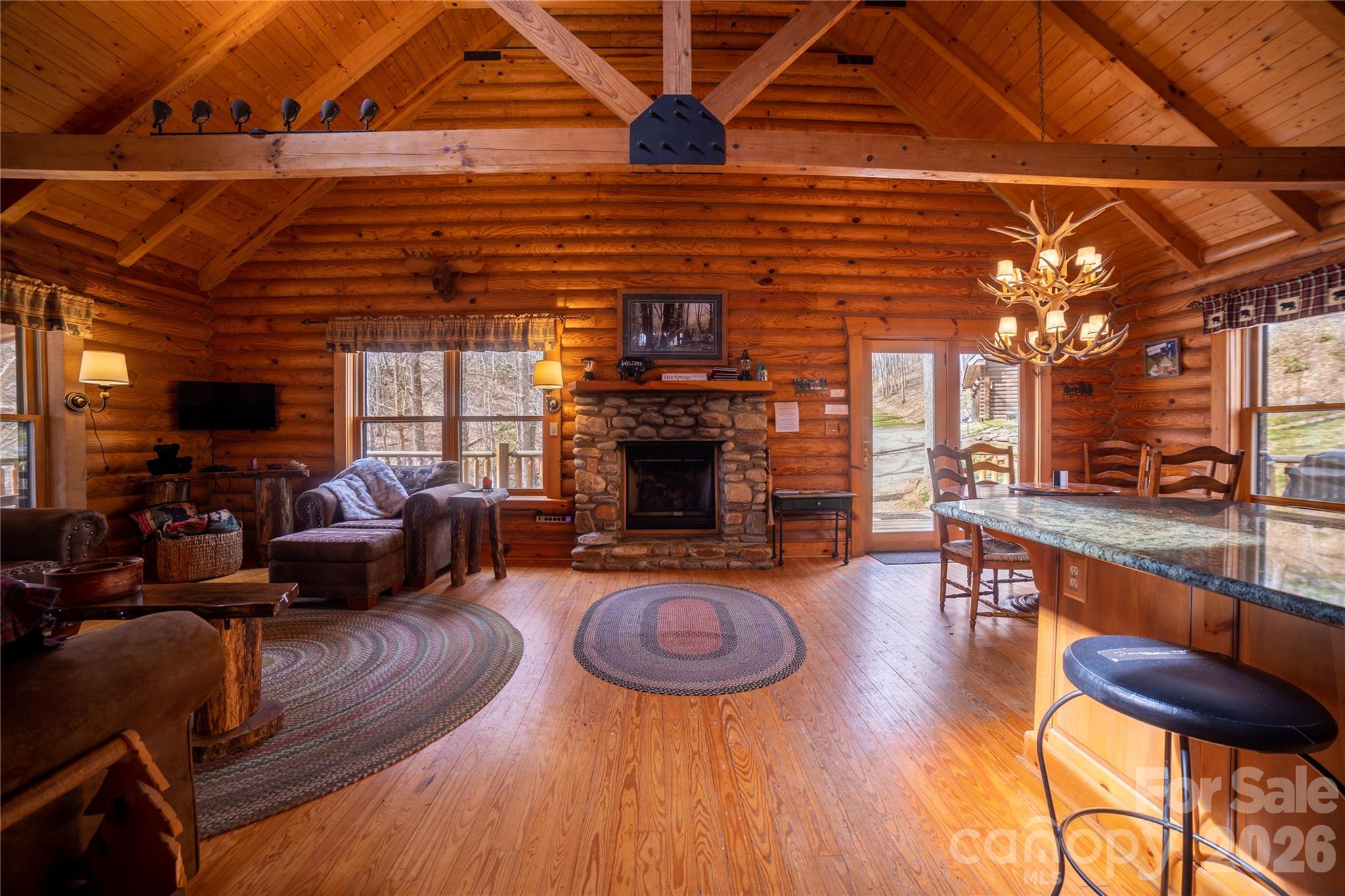 682 Rock House Road Hot Springs, NC 28743 - Photo 9 of 43 a living room with furniture and a fireplace