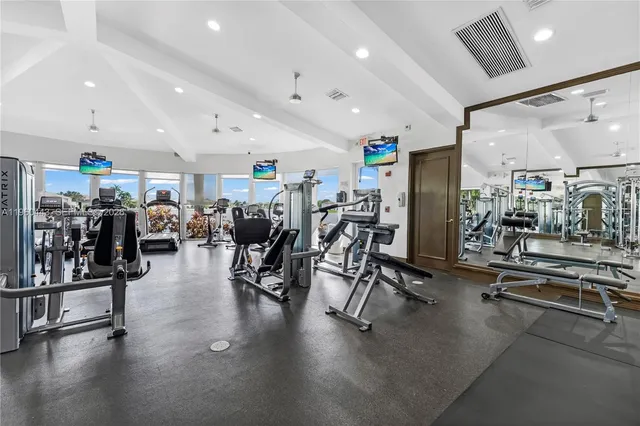 a view of a room with gym equipment