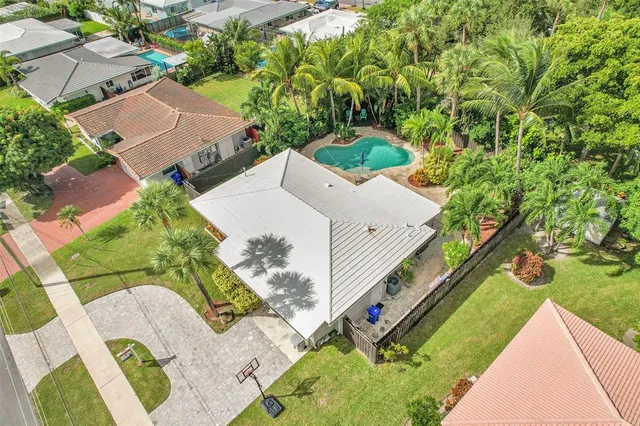 an aerial view of a house