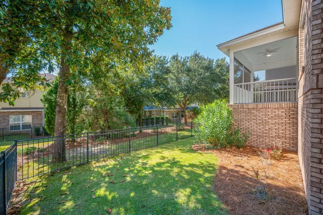 a view of a backyard with a small cabin