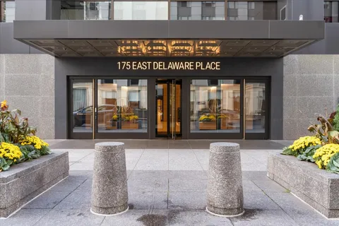 a front view of building with an outdoor space