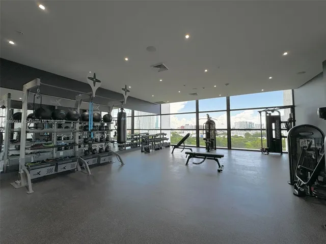 a view of a room with gym equipment