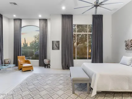 a view of an empty room with empty shelves