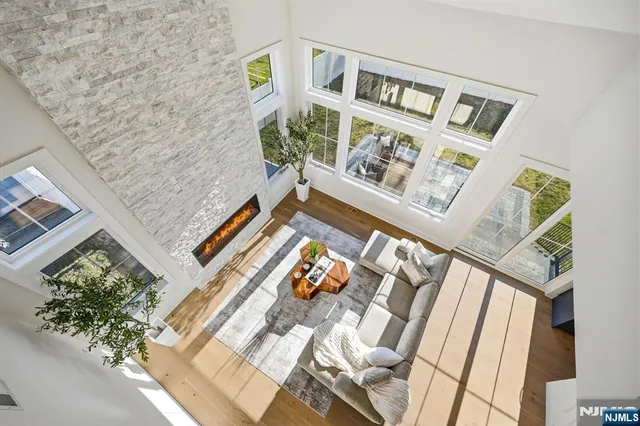 front view of a house with wooden floor