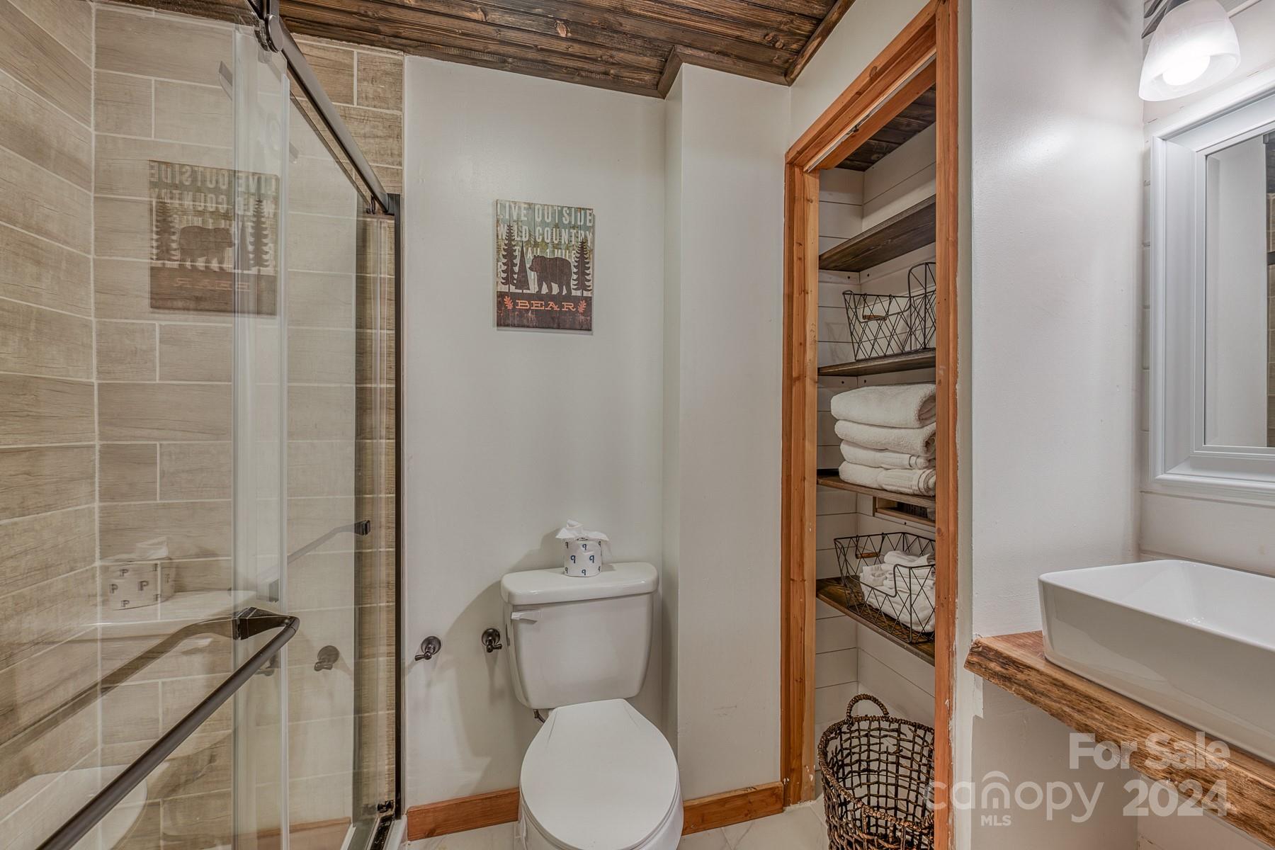274 Hemlock Road Banner Elk, NC 28604 - Photo 37 of 46 a bathroom with a toilet and a shower