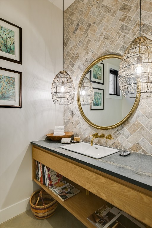 343 Pug Rippy Dripping Springs, TX 78620 - Photo 31 of 40 Stunning Powder Bath w/ REAL ANTIQUE BRASS FIXUTRES & Sink Grate