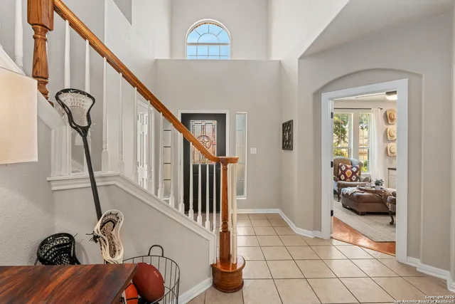 a view of entryway and workspace