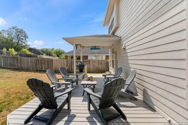 a view of backyard with outdoor seating