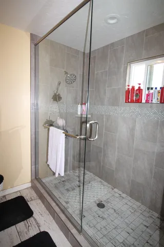 a bathroom with a shower