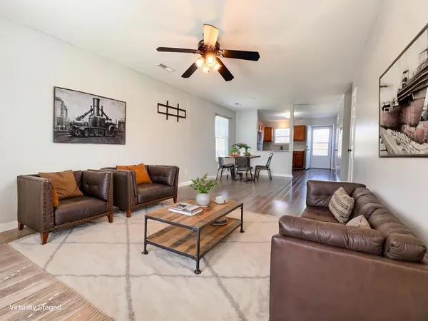 a living room with furniture