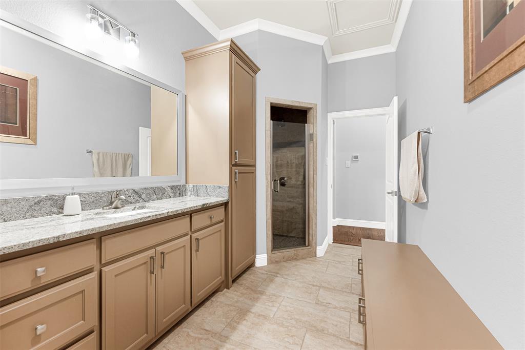 2613 Ranch Court Cedar Hill, TX 75104 - Photo 20 of 29 a bathroom with a granite countertop sink and a mirror