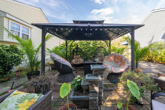 a view of porch with seating space