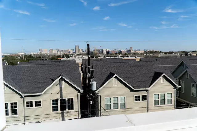 a view of a city from a balcony