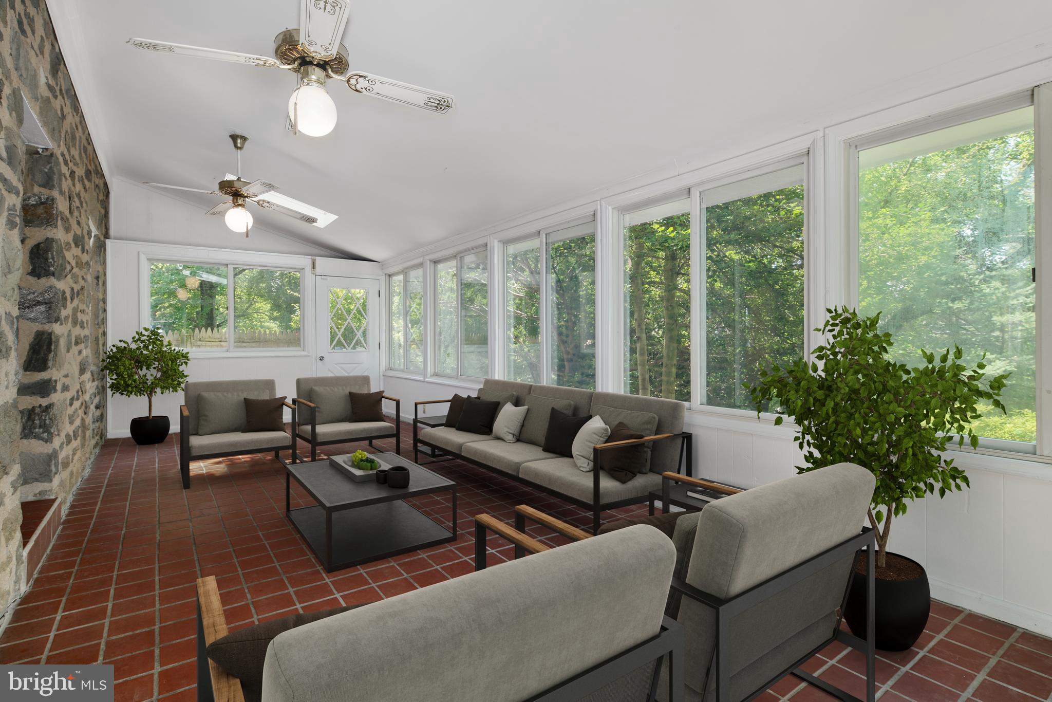 433 Haverford Road Wynnewood, PA 19096 - Photo 14 of 32 Great Room with wall of windows & vaulted ceilings