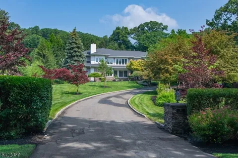 a view of a house with a yard and potted plants