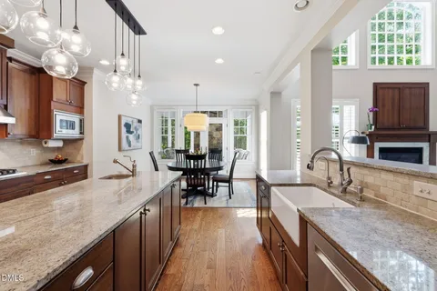 a view of a dining room and livingroom view