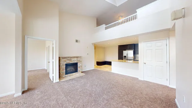 a view of a livingroom with a fireplace