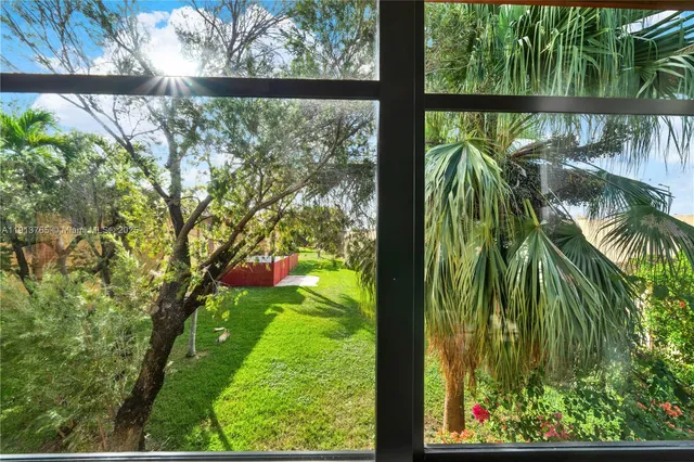 a view of a yard with plants
