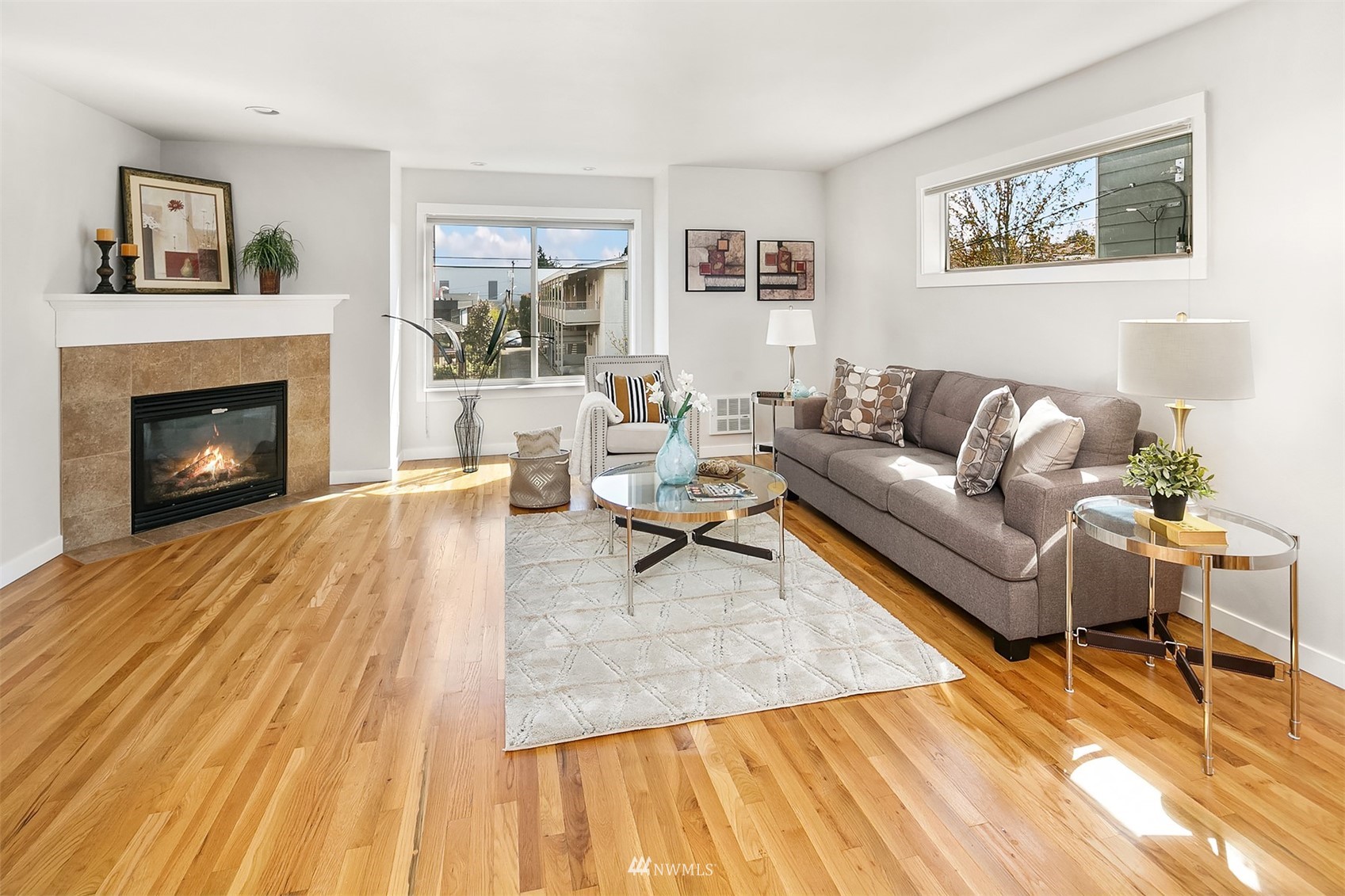 926 North 96th Street Seattle, WA 98103 - Photo 6 of 16 a living room with furniture and a fireplace