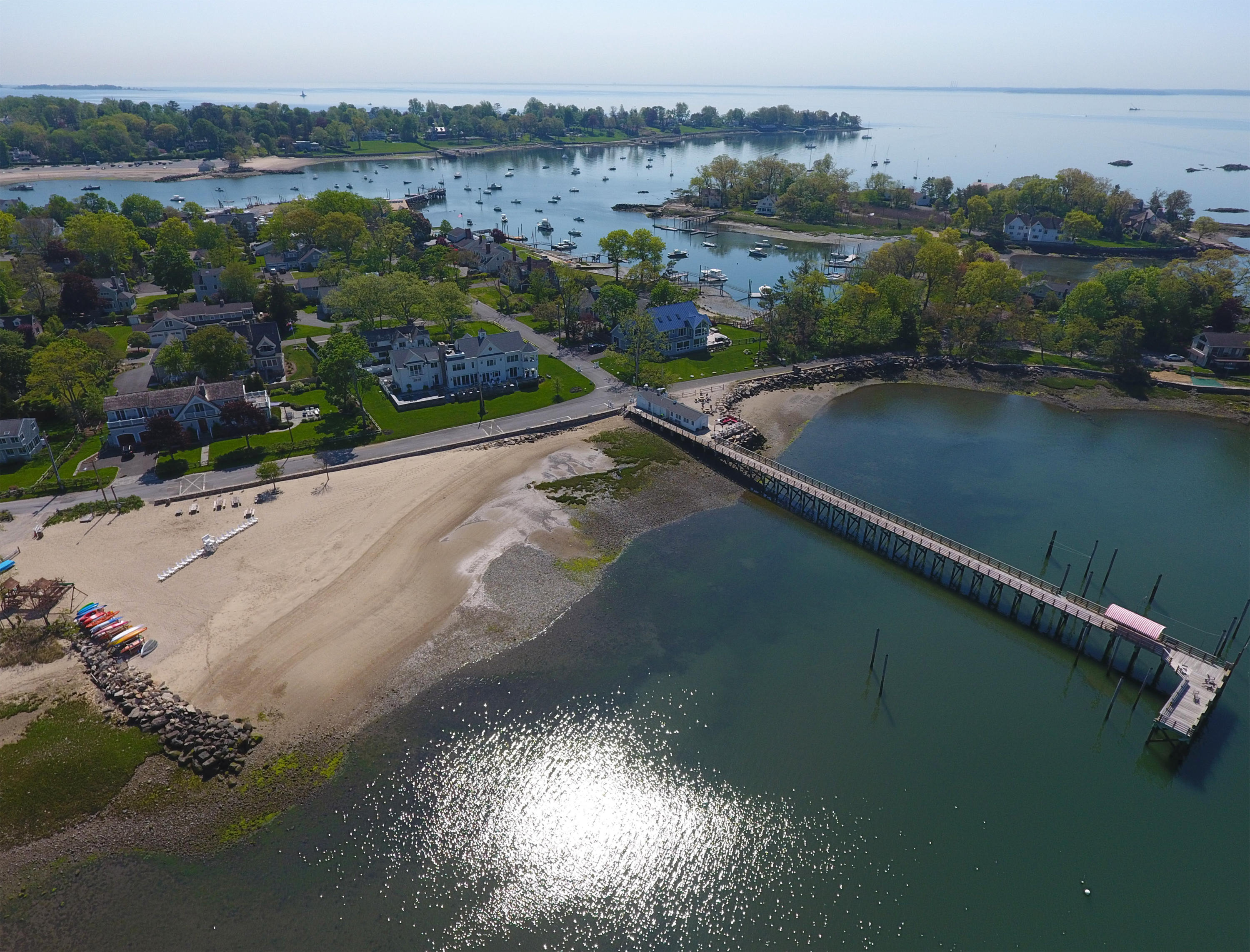 20 Plymouth Road Darien, CT 06820 - Photo 43 of 46 an aerial view of residential houses with outdoor space and river