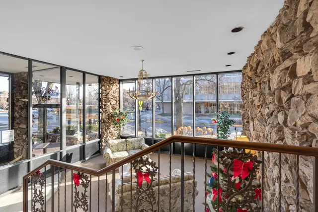 a view of a city from a balcony