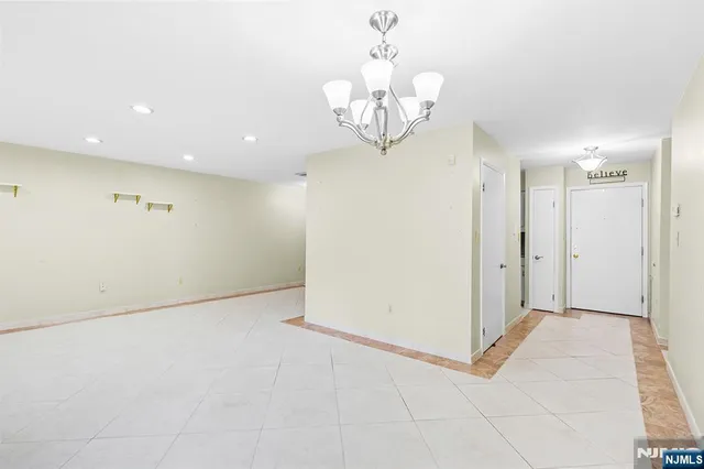 a view of a chandelier in a room