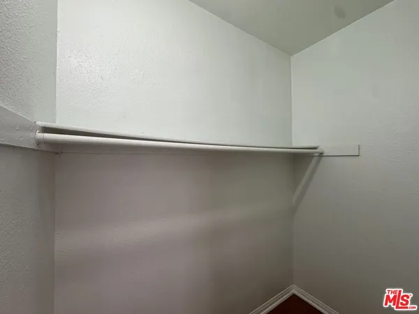 a close up view of closet