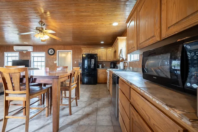 a view of a big yard with lots of bushes