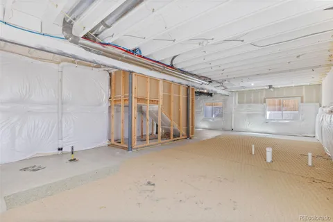 a view of a balcony with wooden floor