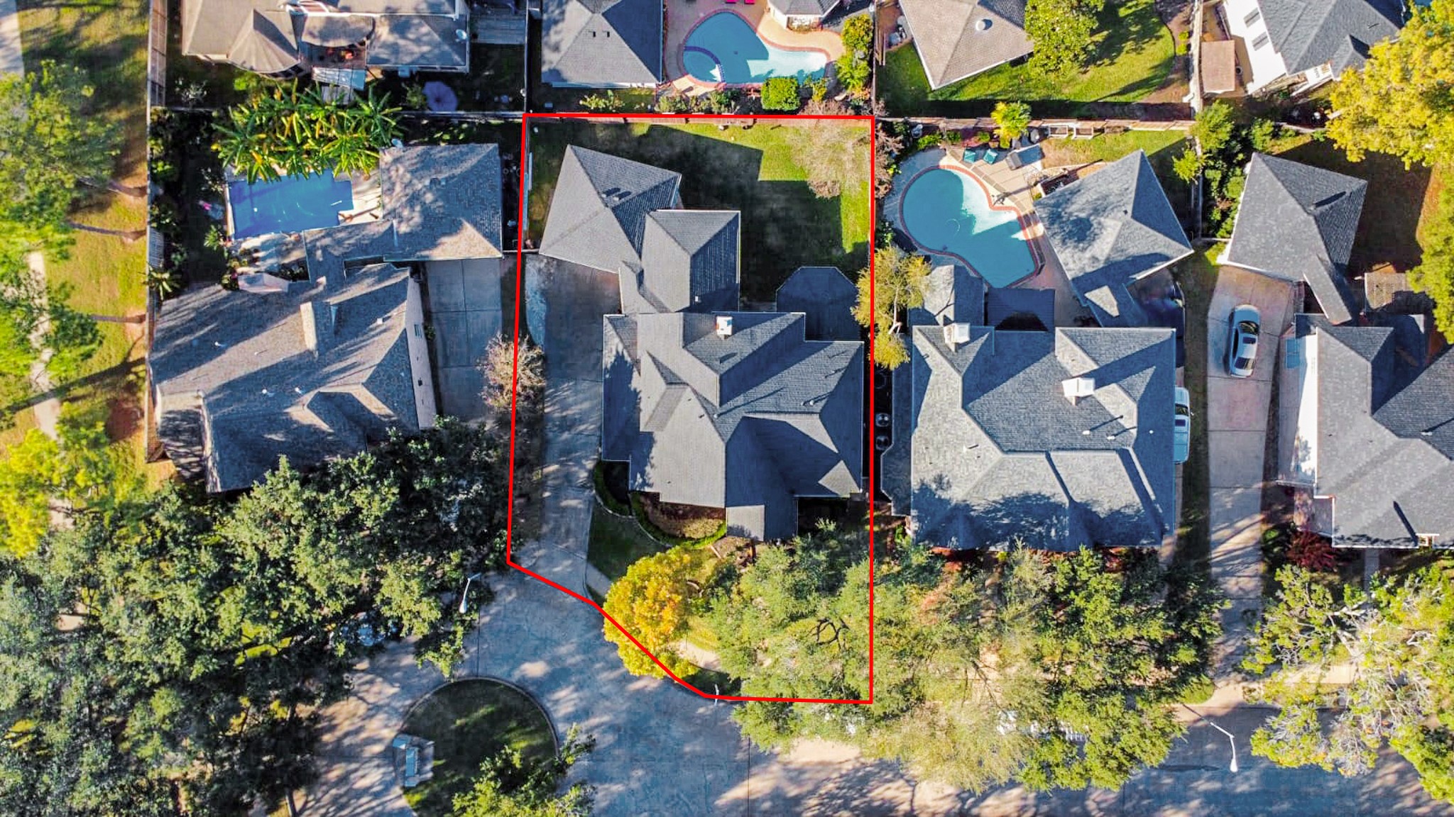 a aerial view of multi story residential apartment building