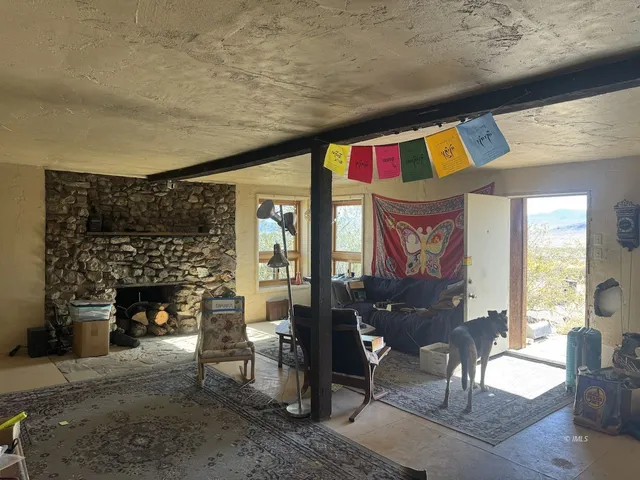 a living room with fireplace furniture and a fireplace