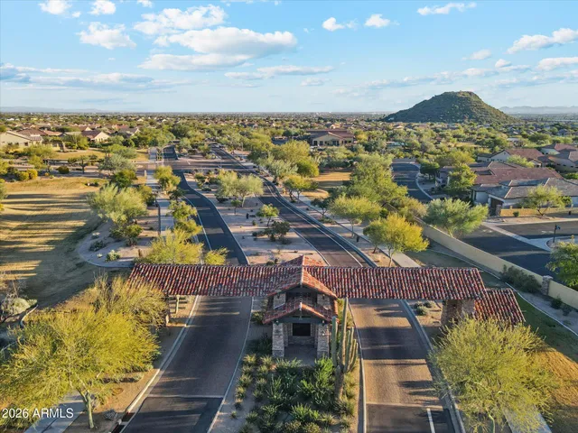 an aerial view of a house
