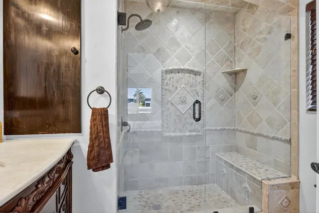 a bathroom with a shower