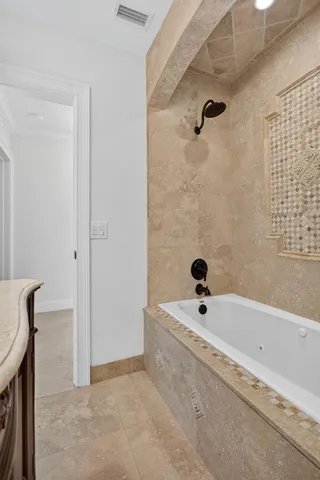 a bathroom with a tub