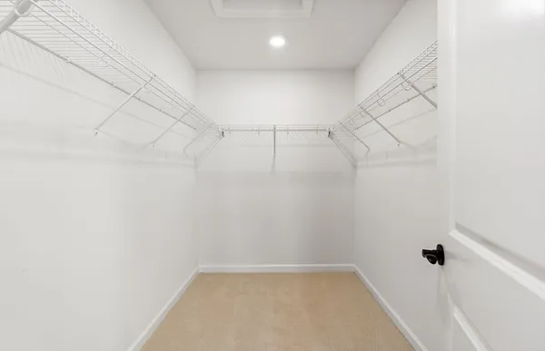 a view of a room with racks on the wall
