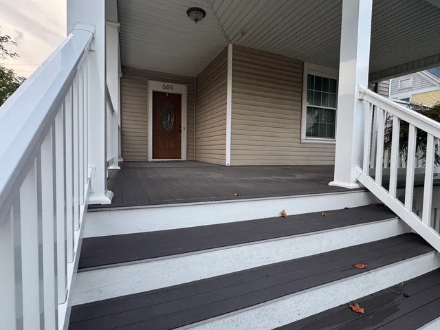 a view of wooden staircase